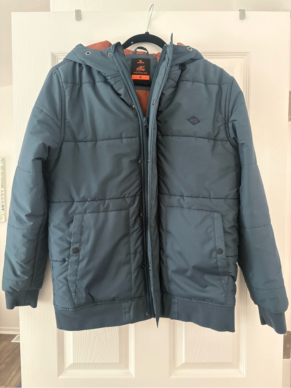 Men's Quilted Hooded Jacket - Blue rip curl